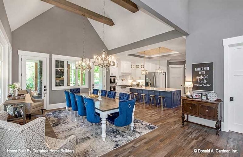 Royal Blue Dining Chairs in a Gray Room That Pulls It Off