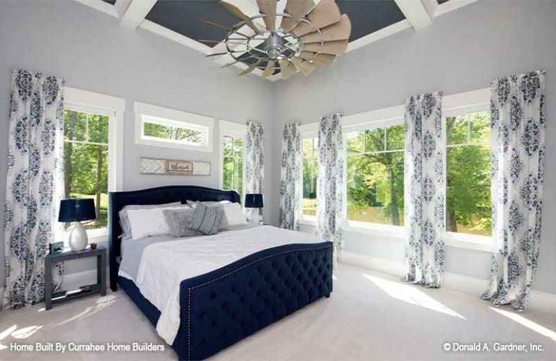 Windmill Ceiling Fan and a Navy Bed That Don't Care What Anyone Thinks