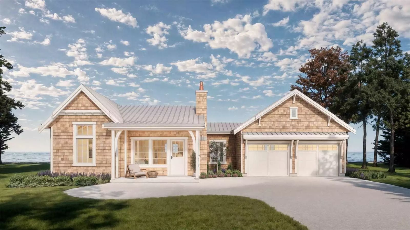 Cumberland 2-Bedroom Cottage House Plan with 2-Car Garage (988 Sq. Ft. Floor Plan)