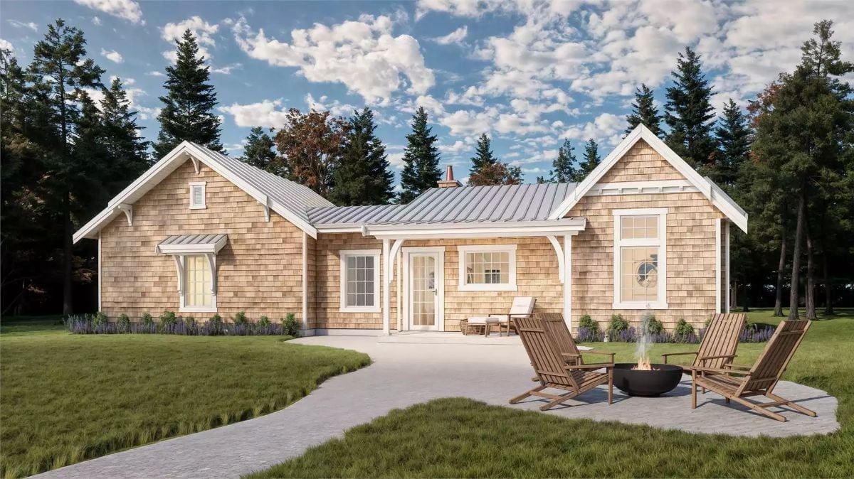 Cedar Shake Cottage with a Fire Pit That Does All the Entertaining