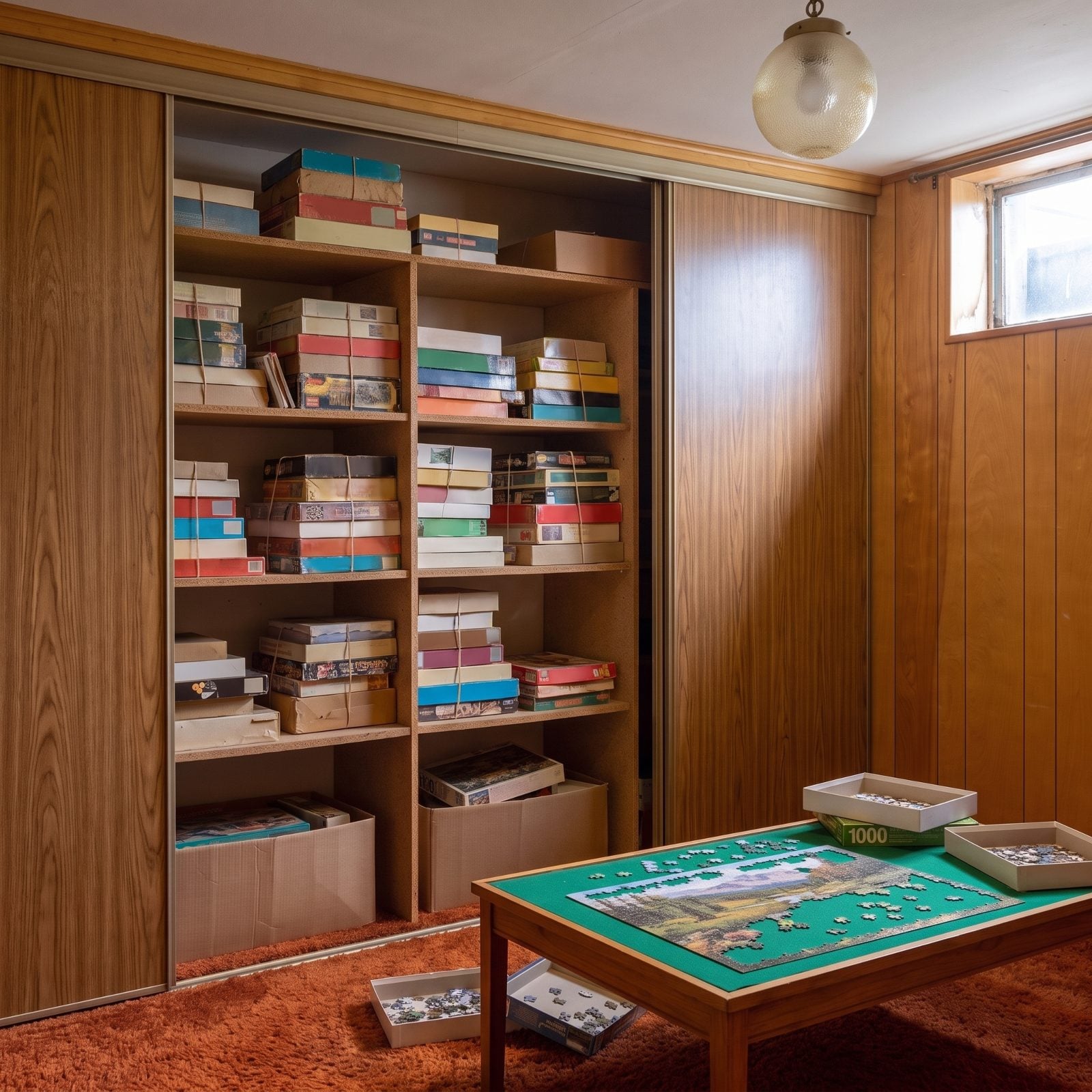 The Cupboard Packed With Board Games and Puzzles