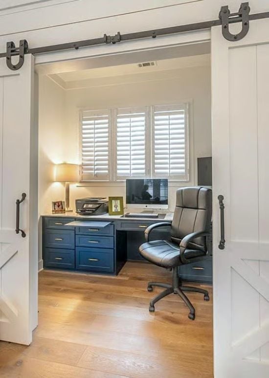 Sliding Barn Doors That Give a Home Office Its Own Private World