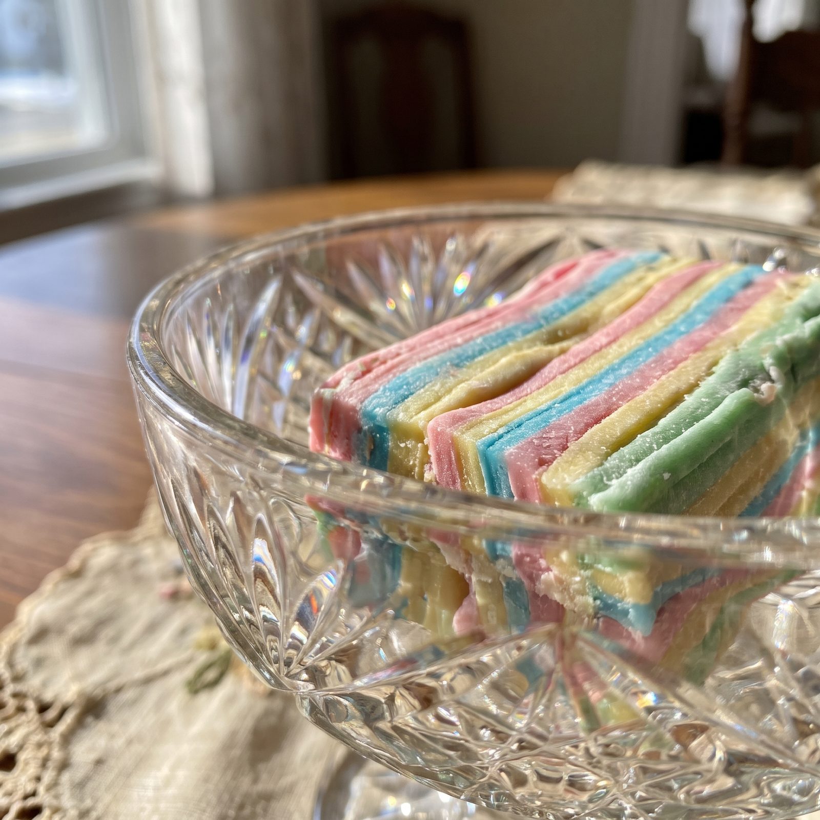 The Cut-Glass Dish Filled With Ribbon Candy