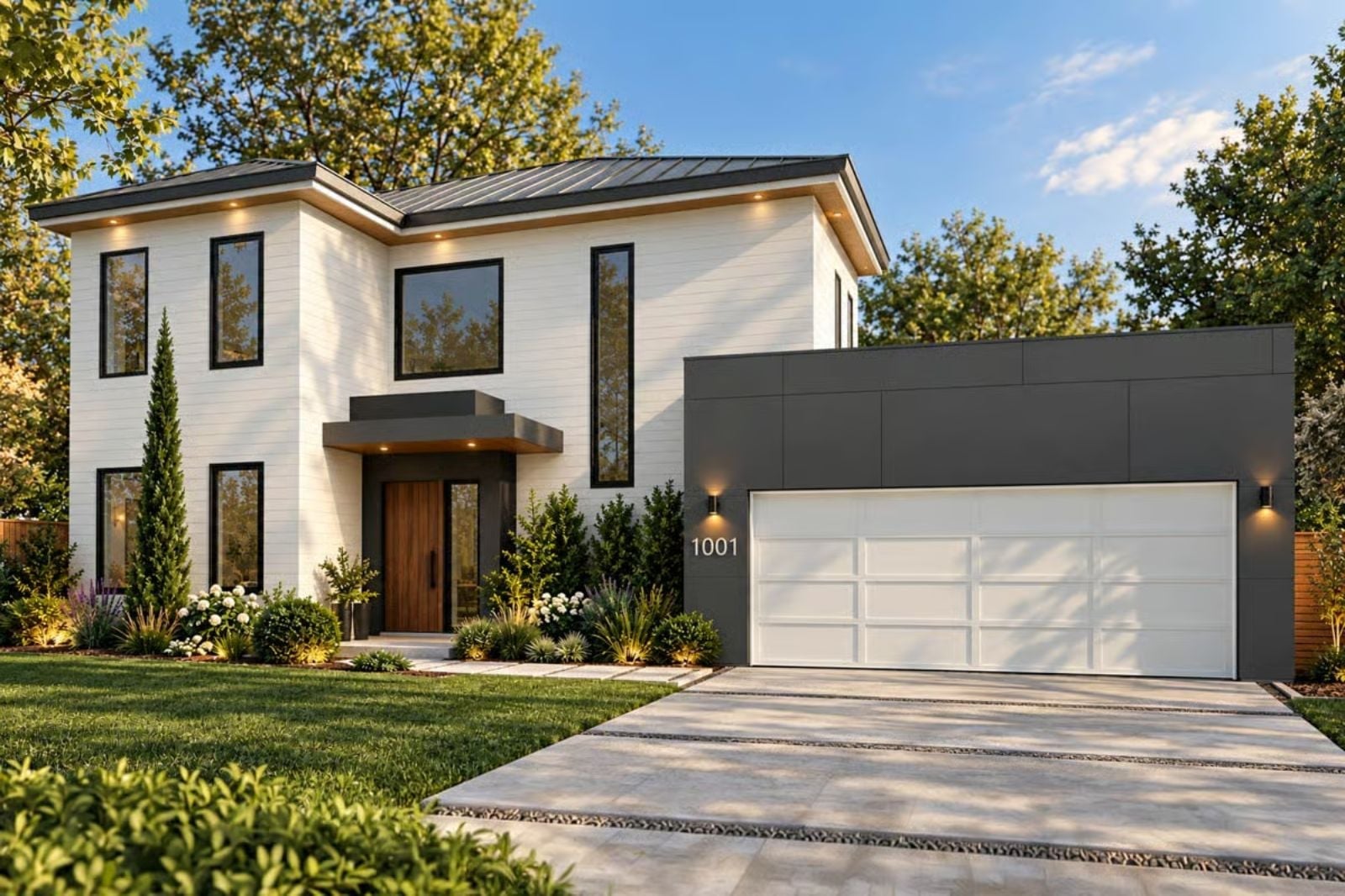 Cypress Column 4-Bedroom Contemporary Modern House Plan with Double Garage (2,328 Sq. Ft. Floor Plan)