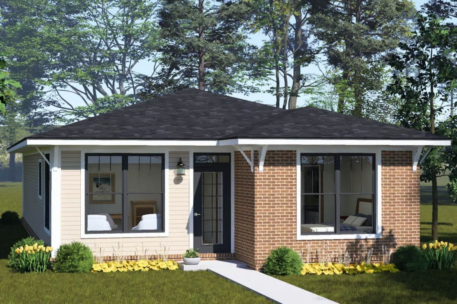 Daffodil Walk 2-Bedroom Traditional Ranch House Plan with Open-Concept Living (1,238 Sq. Ft. Floor Plan)