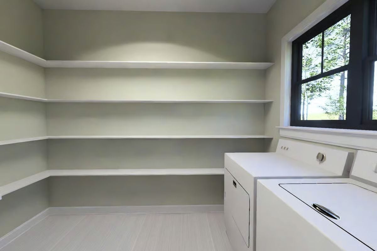 Wrap-Around Shelving Turns a Laundry Room Into Actual Storage