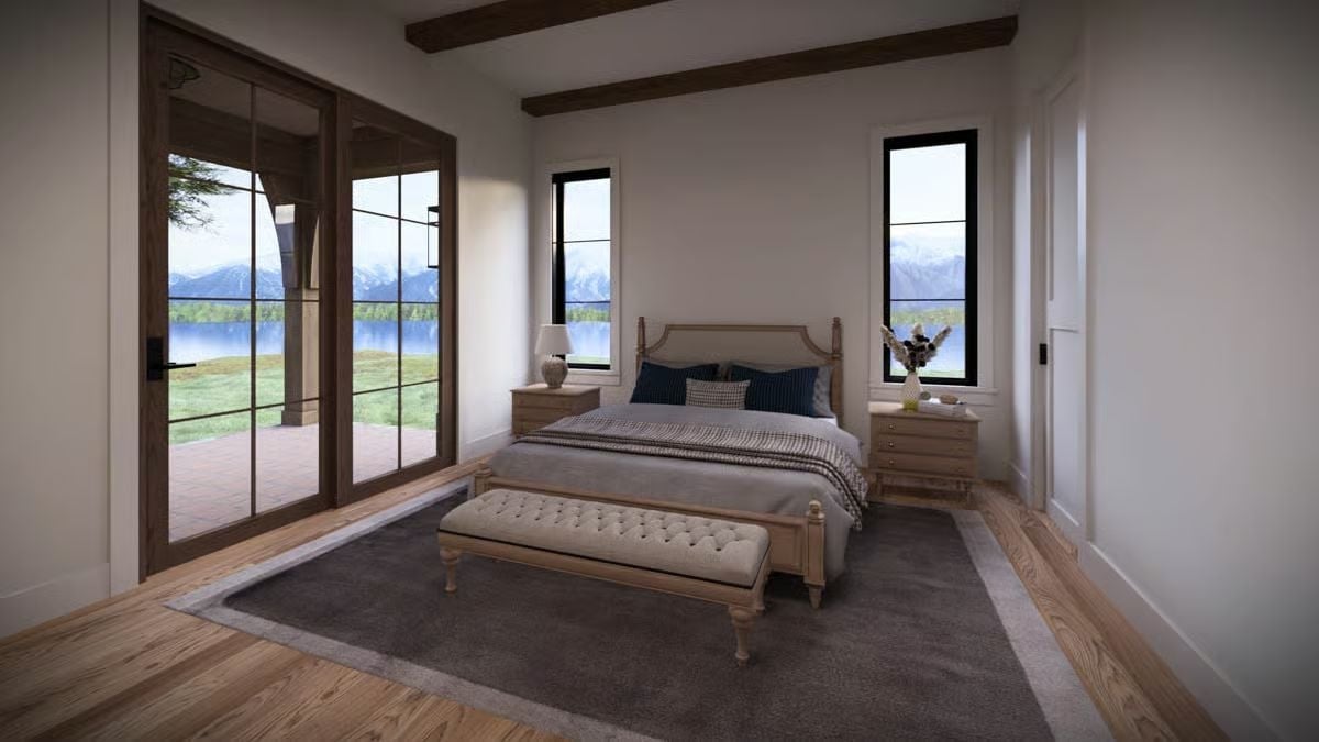 Exposed Beams, a Tufted Bench, and French Doors Worth Every Penny