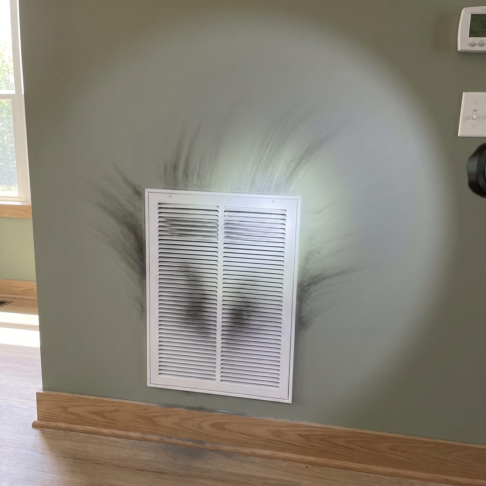 Dark Dust Trails Around a Return Grille