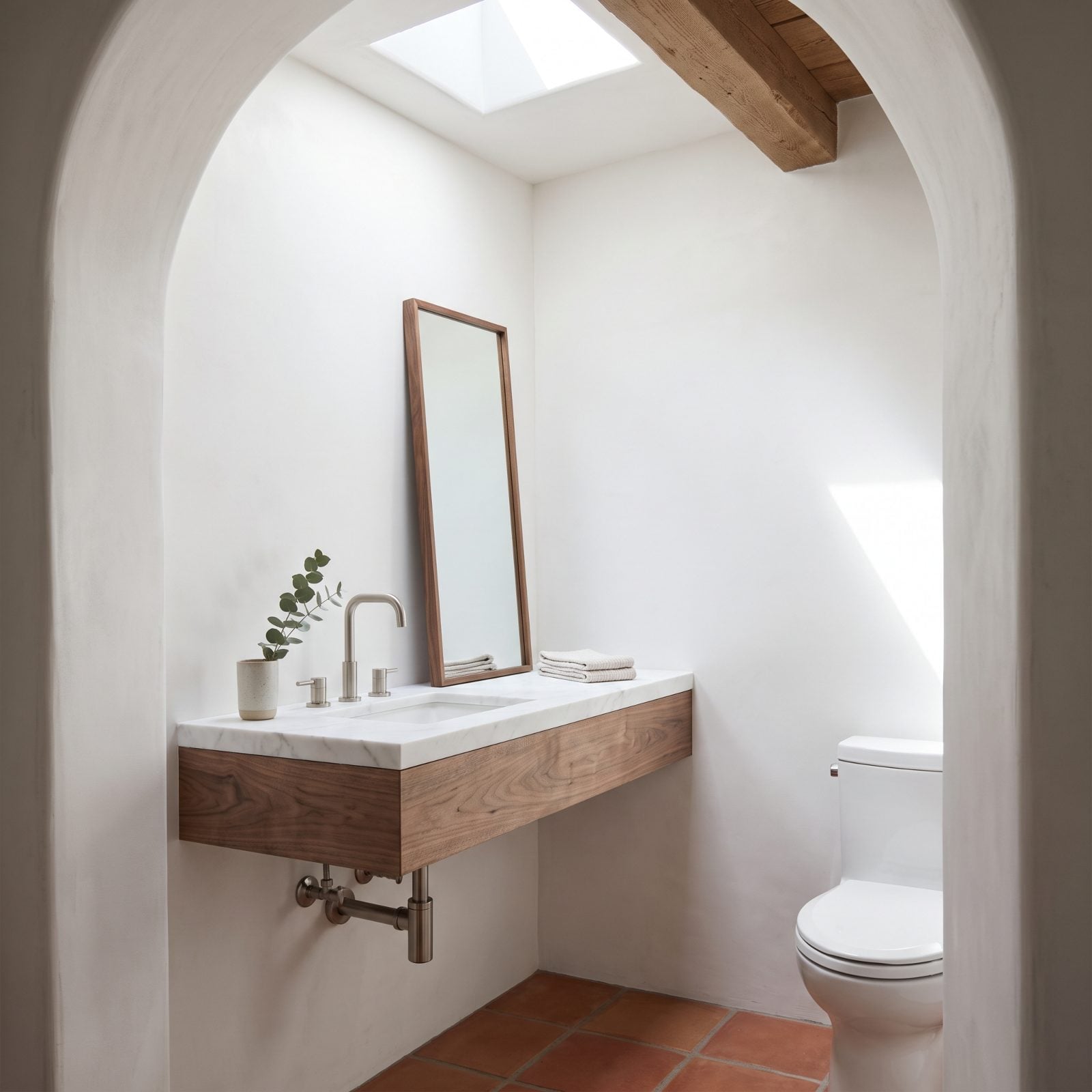 Daylight From Above, Pale Marble and Sun-Washed Walnut