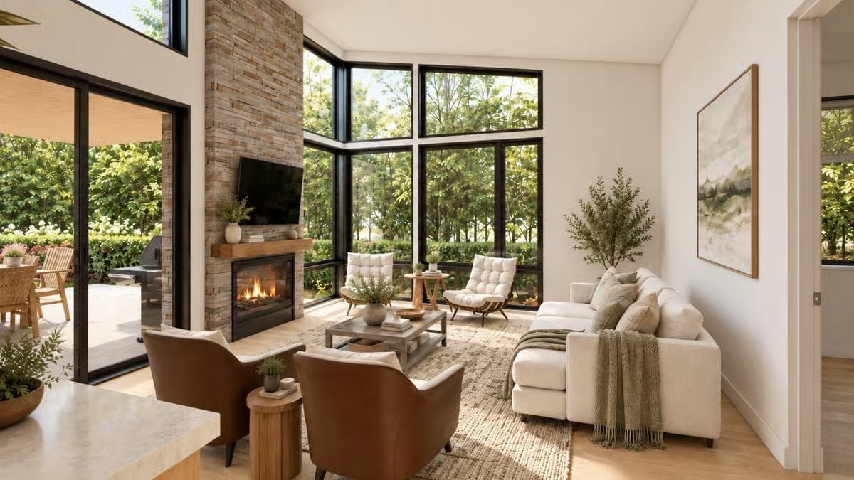 Leather, Linen, and a Fireplace That Earns Its Keep Year-Round