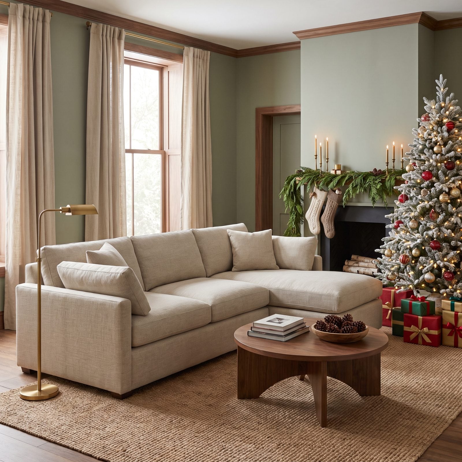 The Decoration-Free Sectional Anchoring a Festive Room
