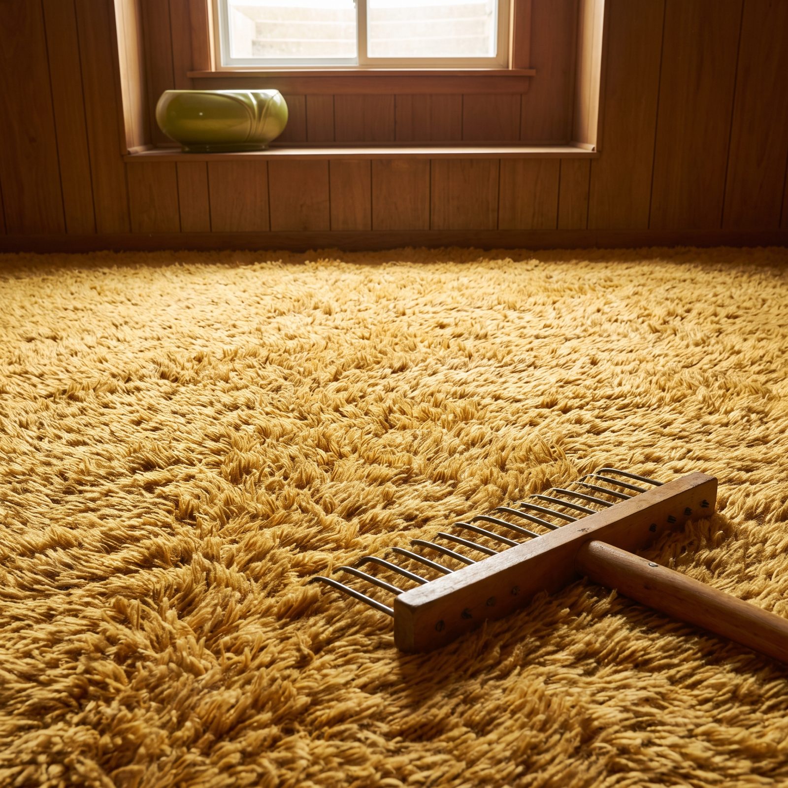 Deep Shag Carpeting in Harvest Gold or Avocado Green