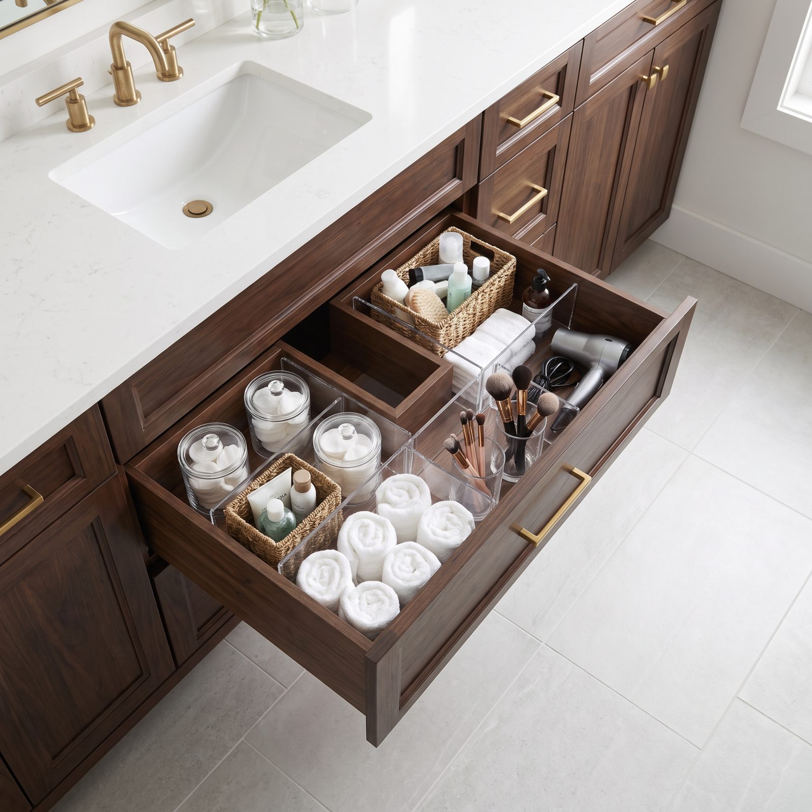 Deep Vanity Drawers Instead of Door Cabinets