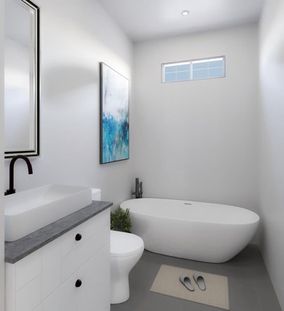 Freestanding Tub Positioned Under a Clerestory Window is Hard to Argue With