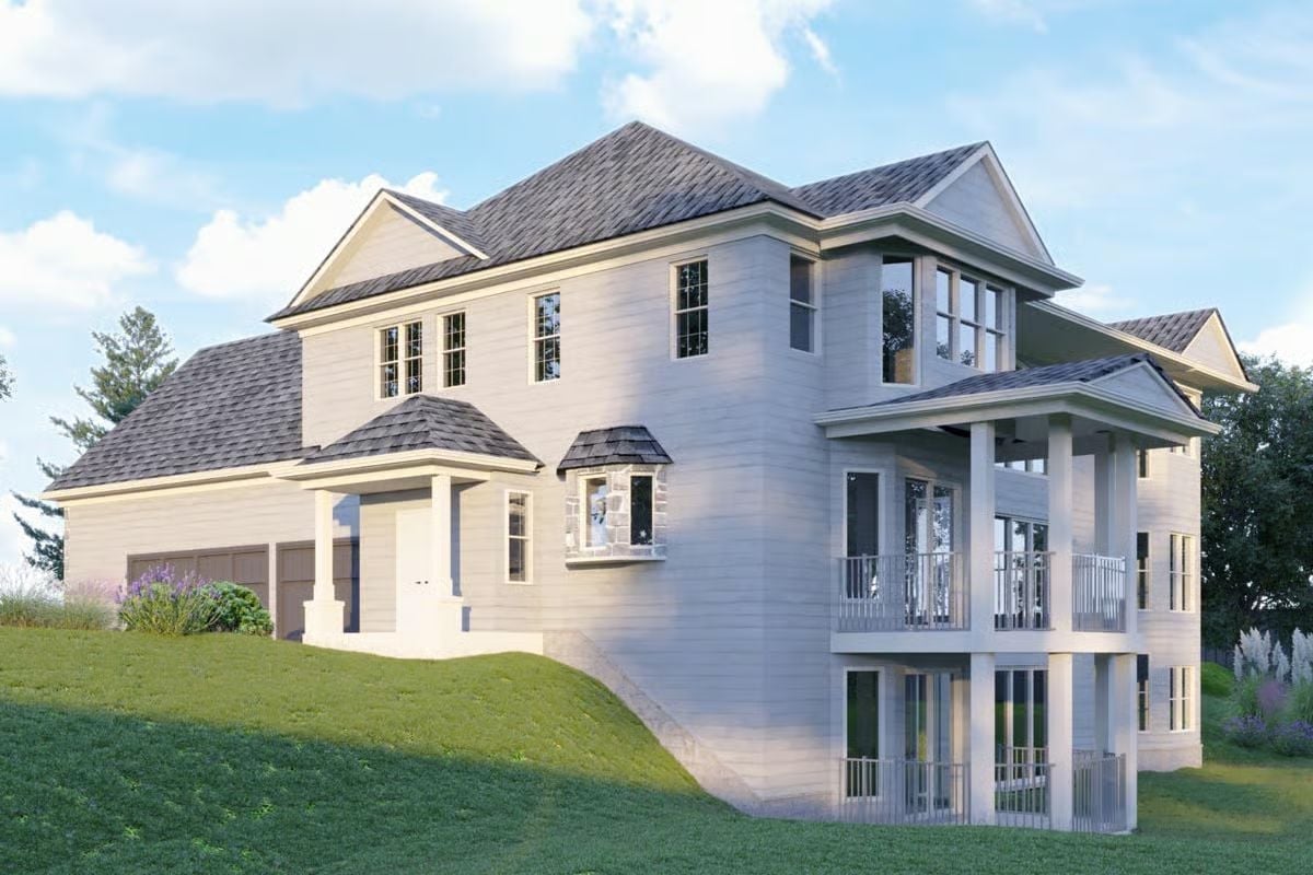 Hillside Elevation Built for Views, Covered Porches, and Multigenerational Living