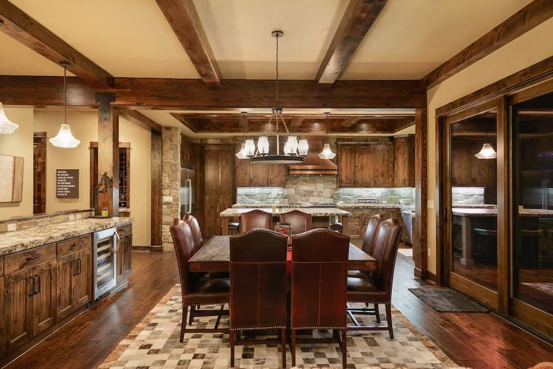 Coffered Ceiling, Leather Chairs, and a Table Built for Everyone to Stay Too Long