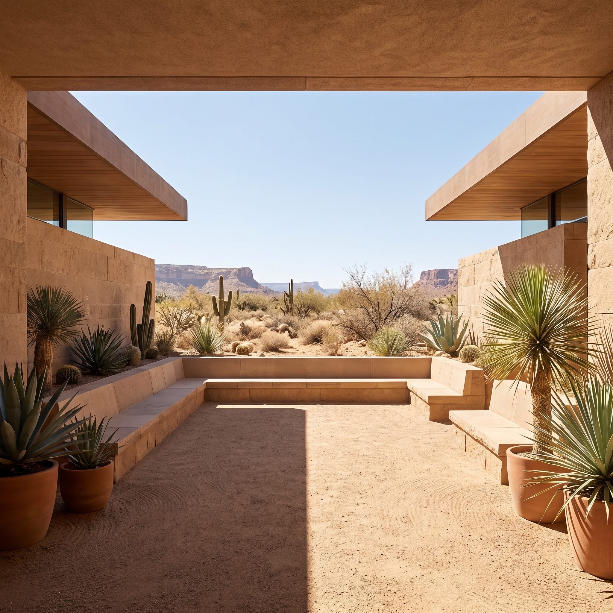 The Desert Courtyard With a Deep Shade Roof