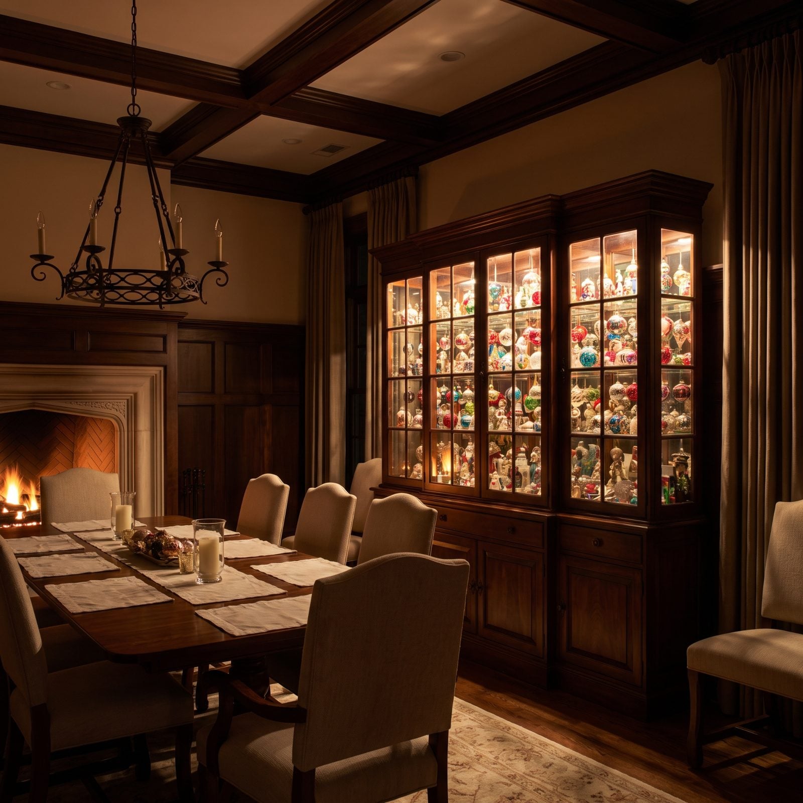 A Dining Room China Cabinet Glowing With Collected Ornaments