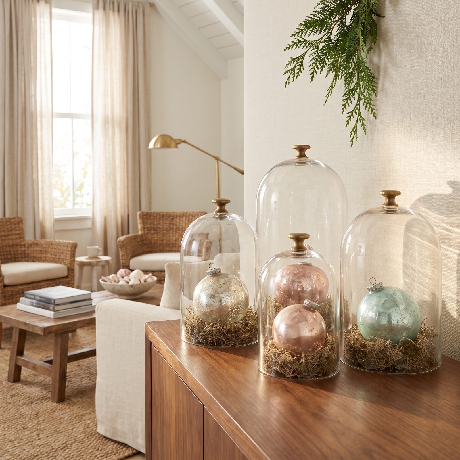 Display Heirloom Ornaments Under Glass Cloches