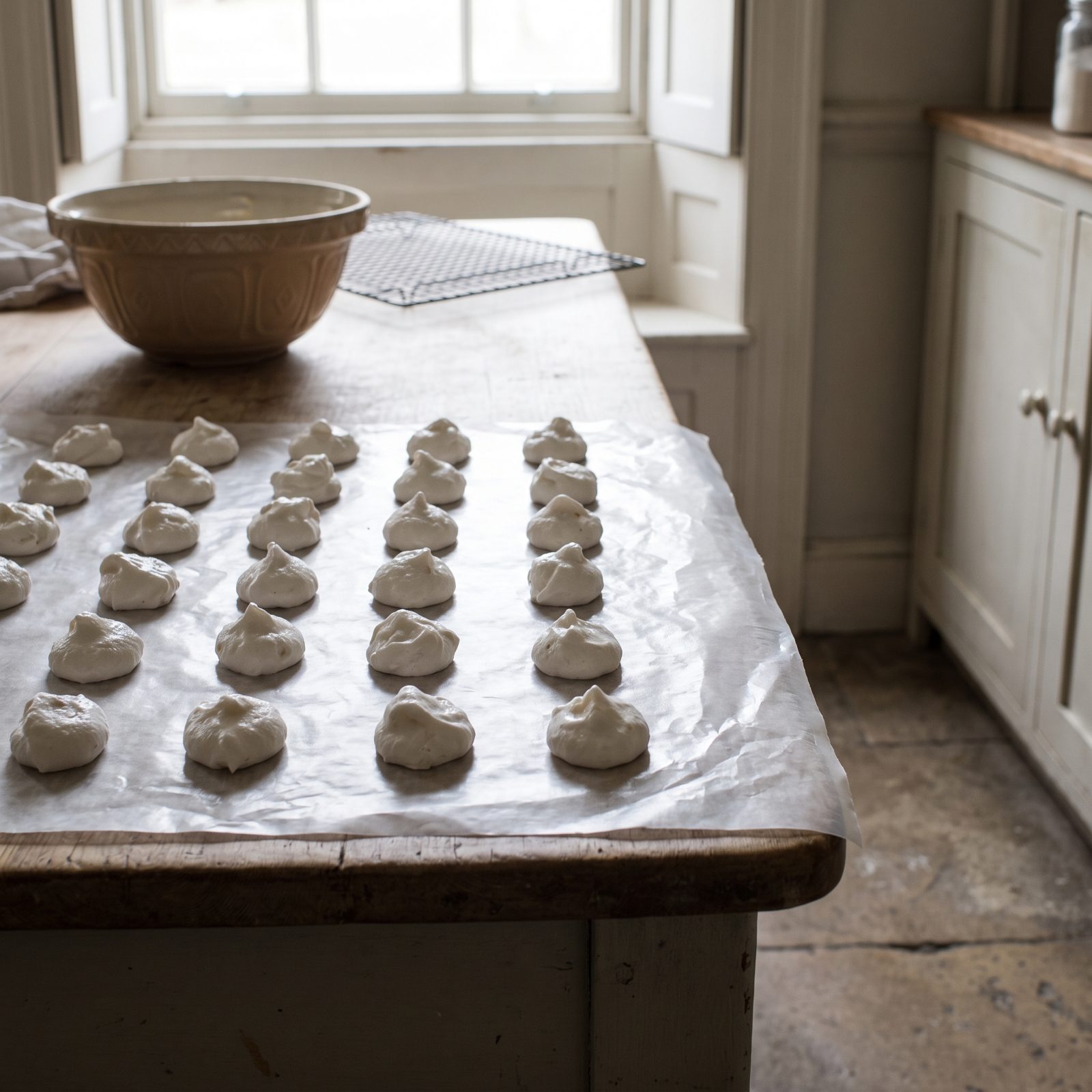Divinity Candy Cooling on Wax Paper