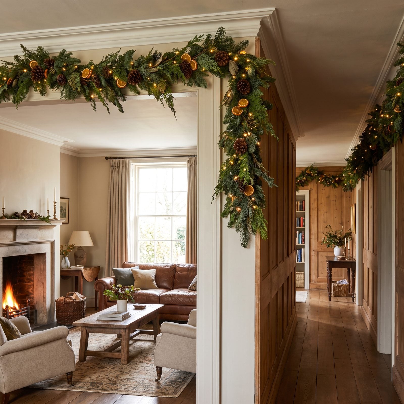 A Doorway Garland That Runs On Into the Hall