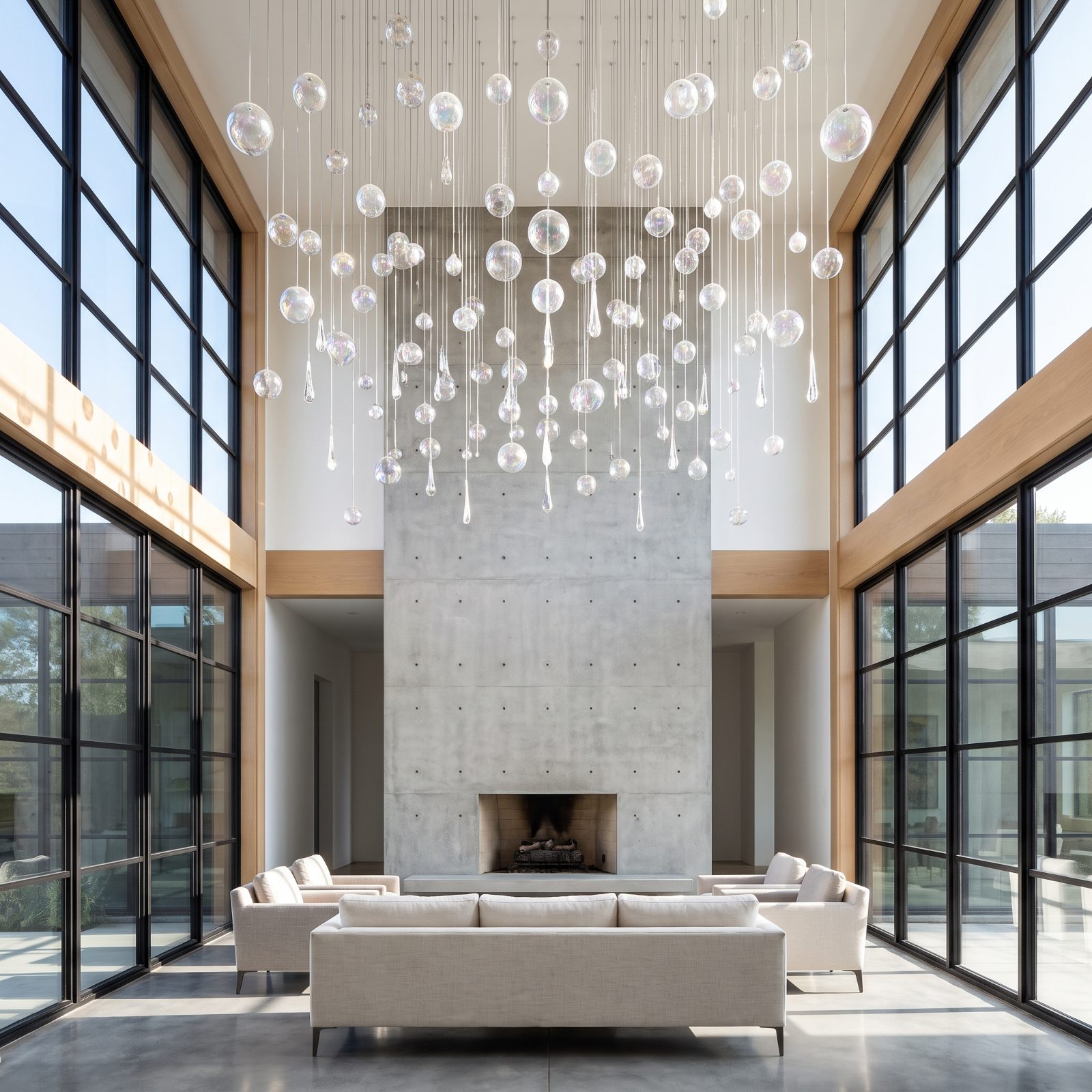 A Double-Height Room with Ornaments at Staggered Lengths