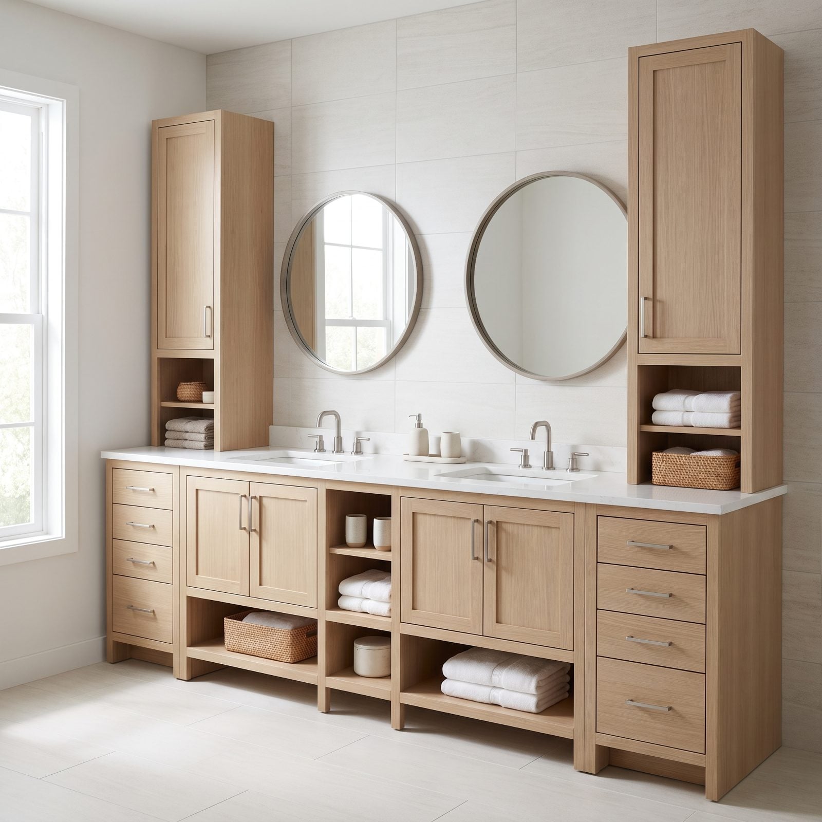 A Double Vanity With Personal Storage
