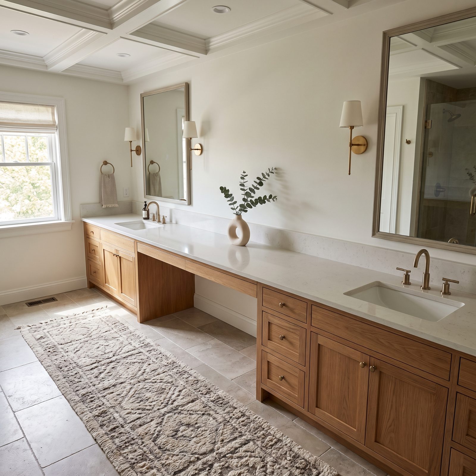 A Double Vanity With Uninterrupted Counter Space