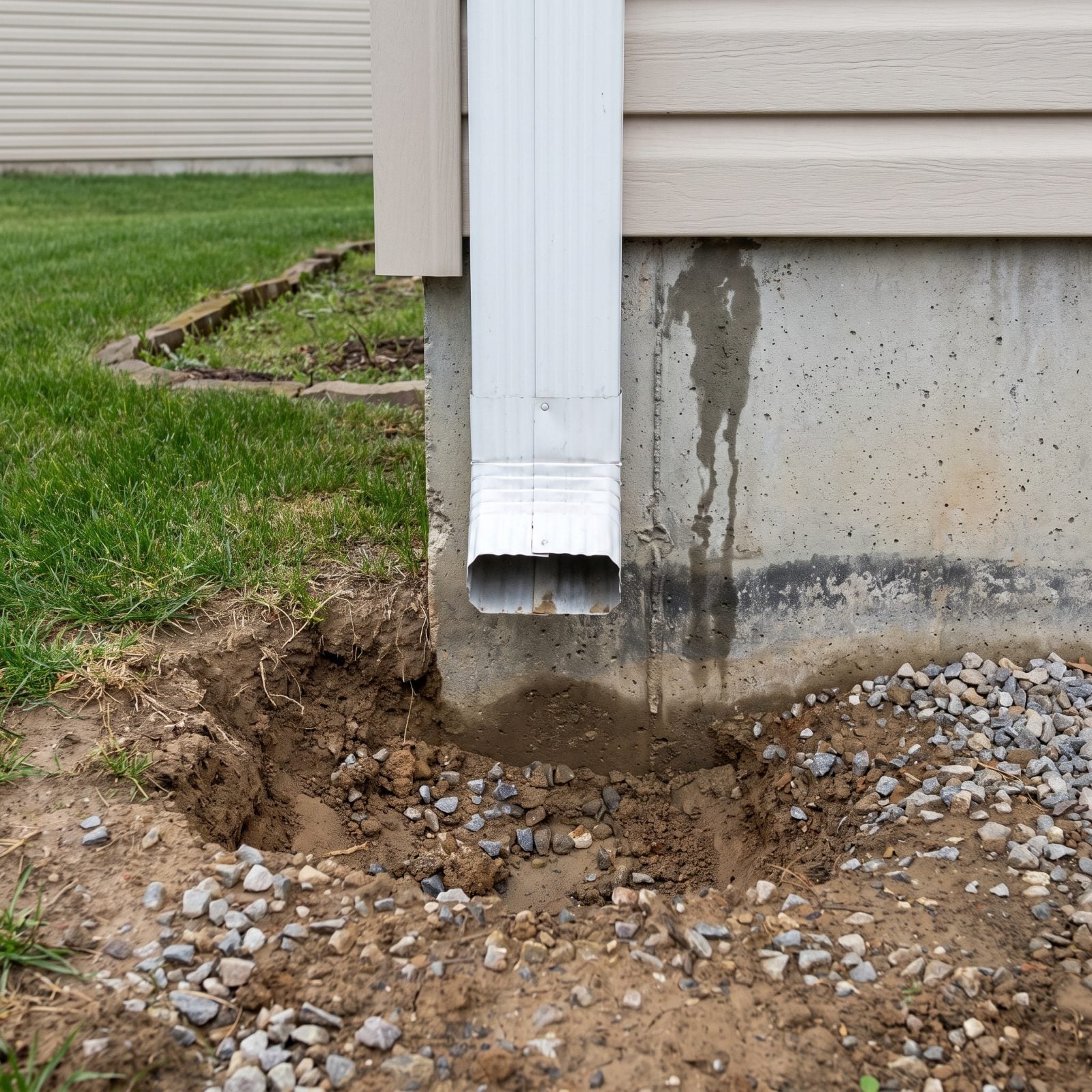Downspouts Ending Directly Beside the House
