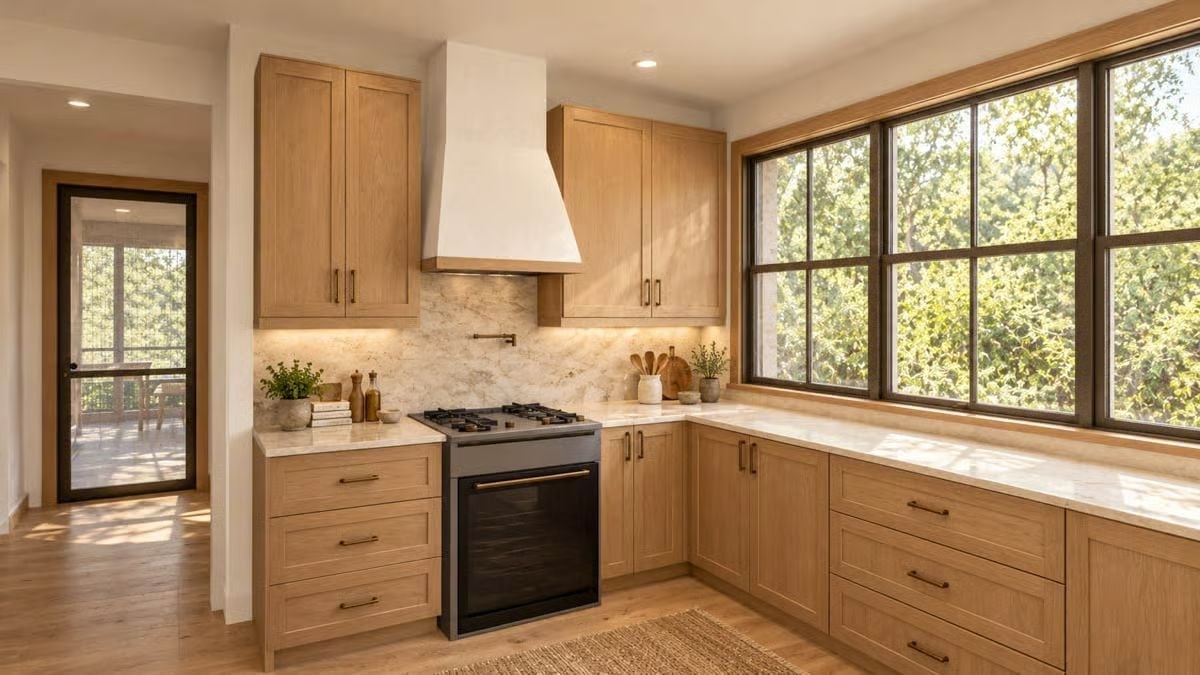 White Oak Cabinets and a Plaster Hood Give This Kitchen a Quiet Confidence