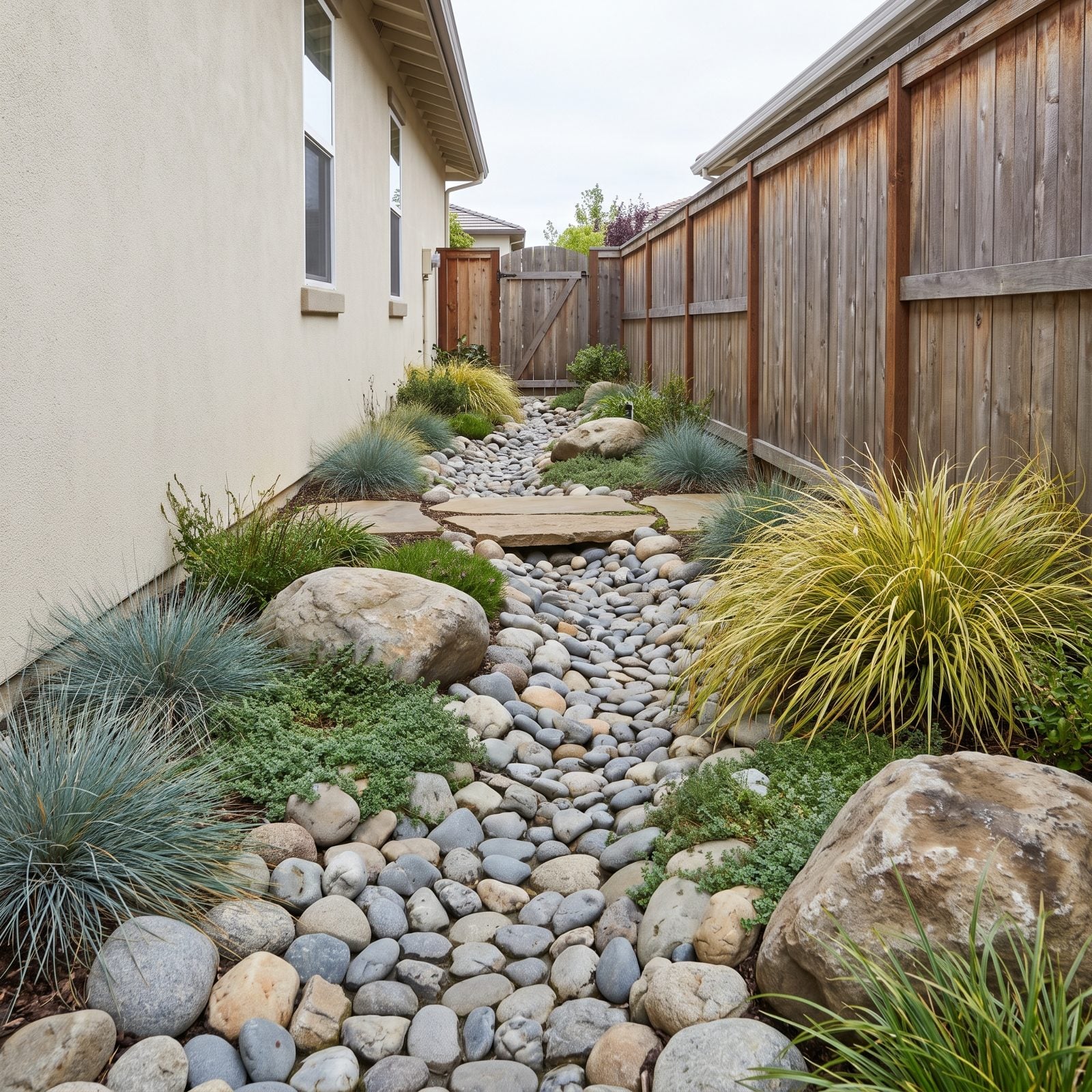 A Dry Creek Bed That Handles the Rain and Looks Intentional