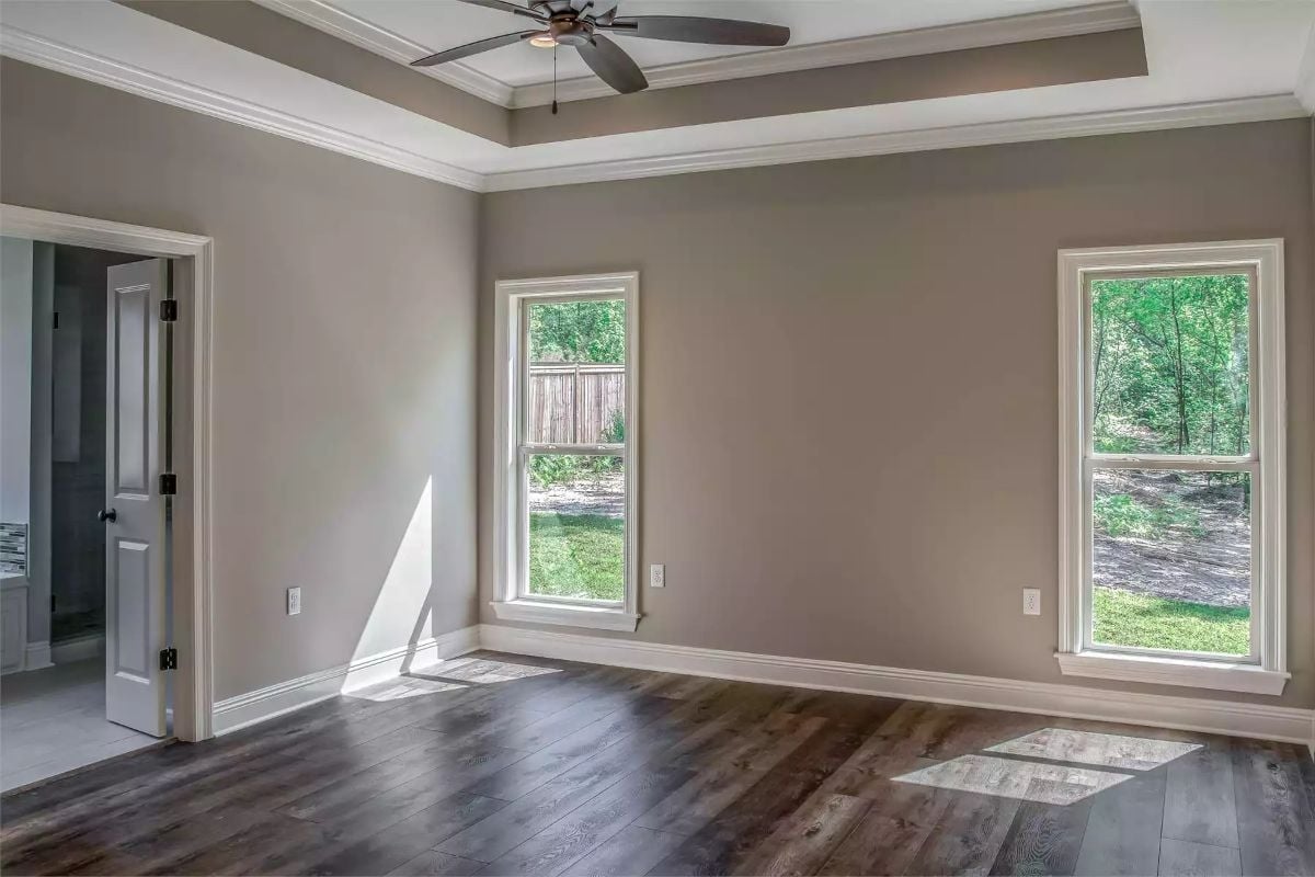 Tray Ceiling and Two Windows That Flood the Room With Real Daylight