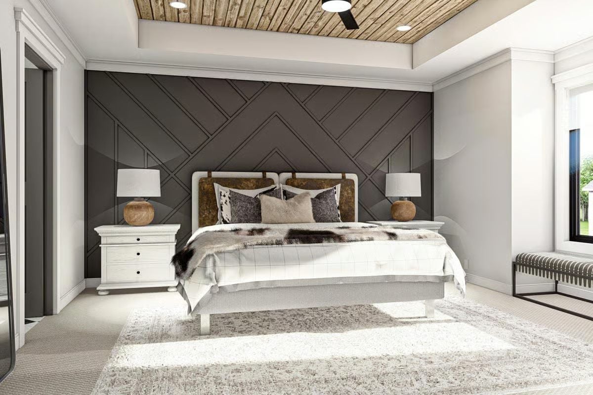 Dark Paneling and a Cowhide Throw That Earn Their Place in the Same Room