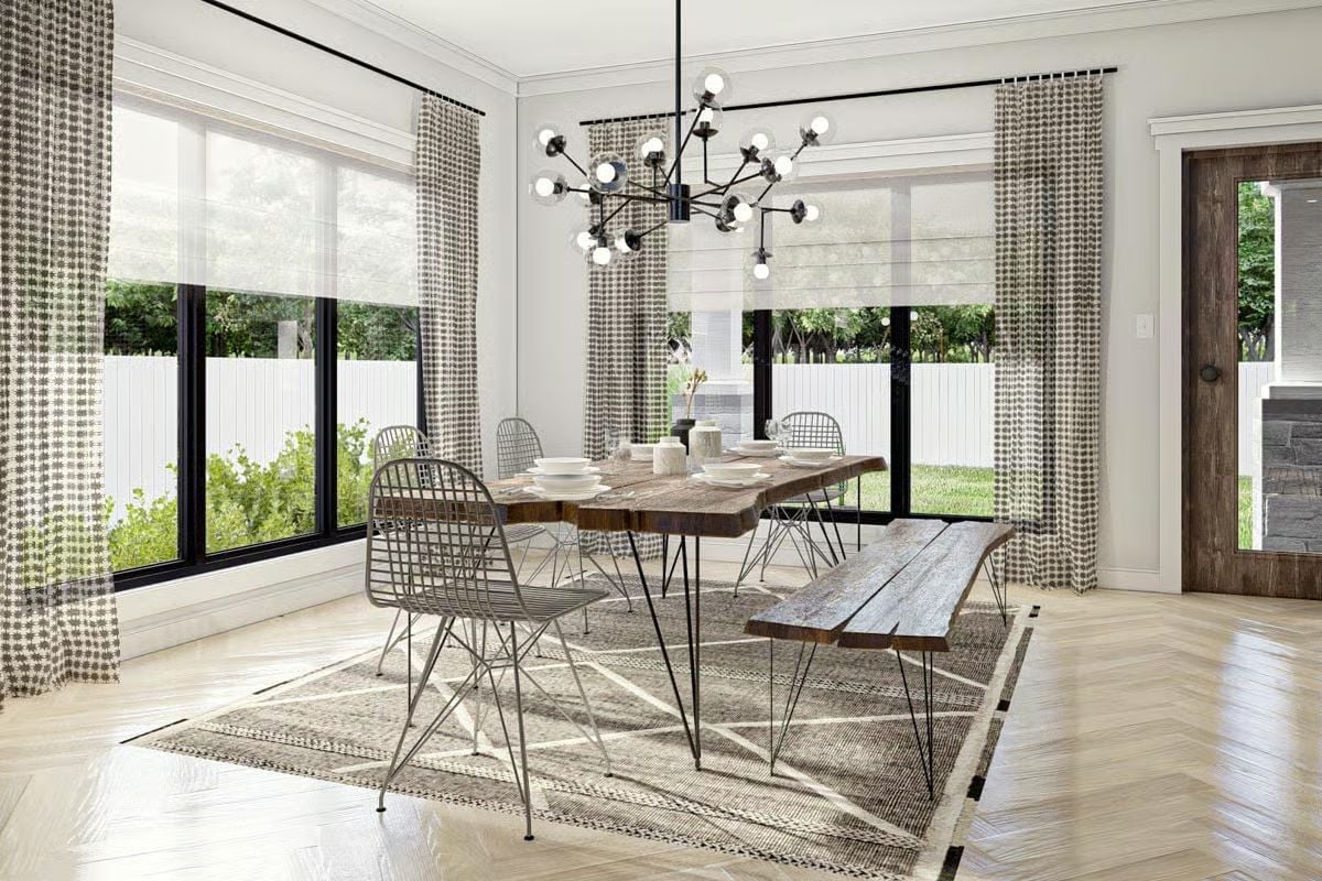 Wire Chairs and a Live-Edge Table That Don't Apologize for the Contrast