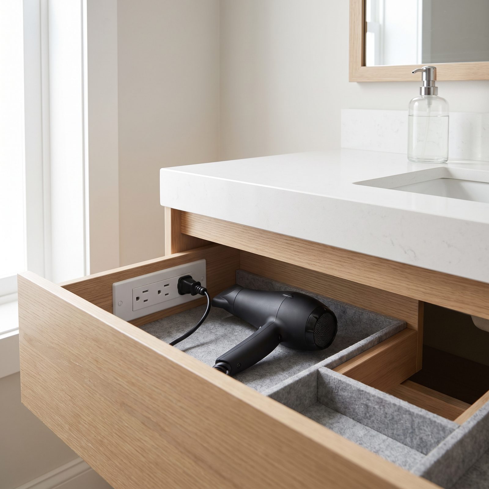 Electrical Outlets Concealed Inside Drawers