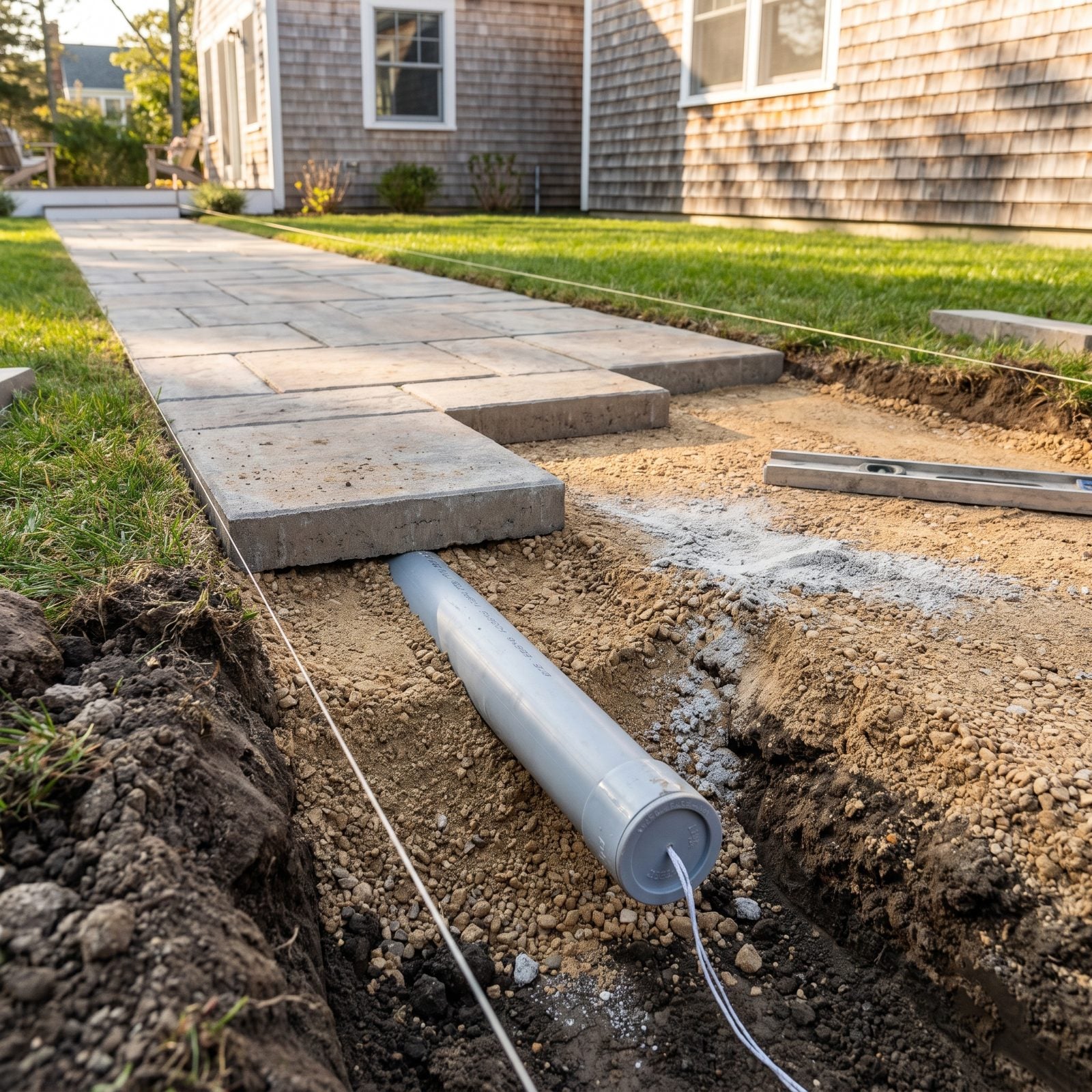 An Empty Conduit Sleeve Beneath a Walkway for Future Cables
