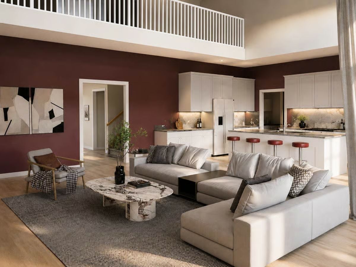 Burgundy Walls Earn Their Keep When the Marble and Linen Show Up