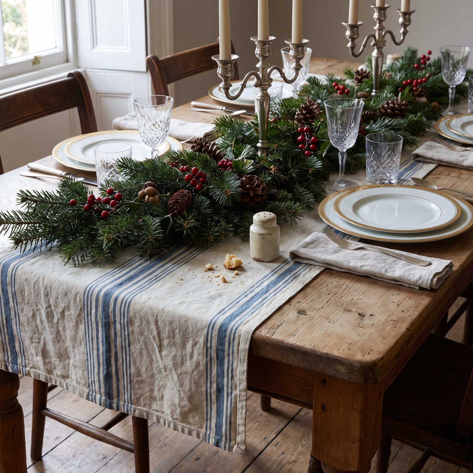 The Everyday Table Runner Under the Christmas Tablescape