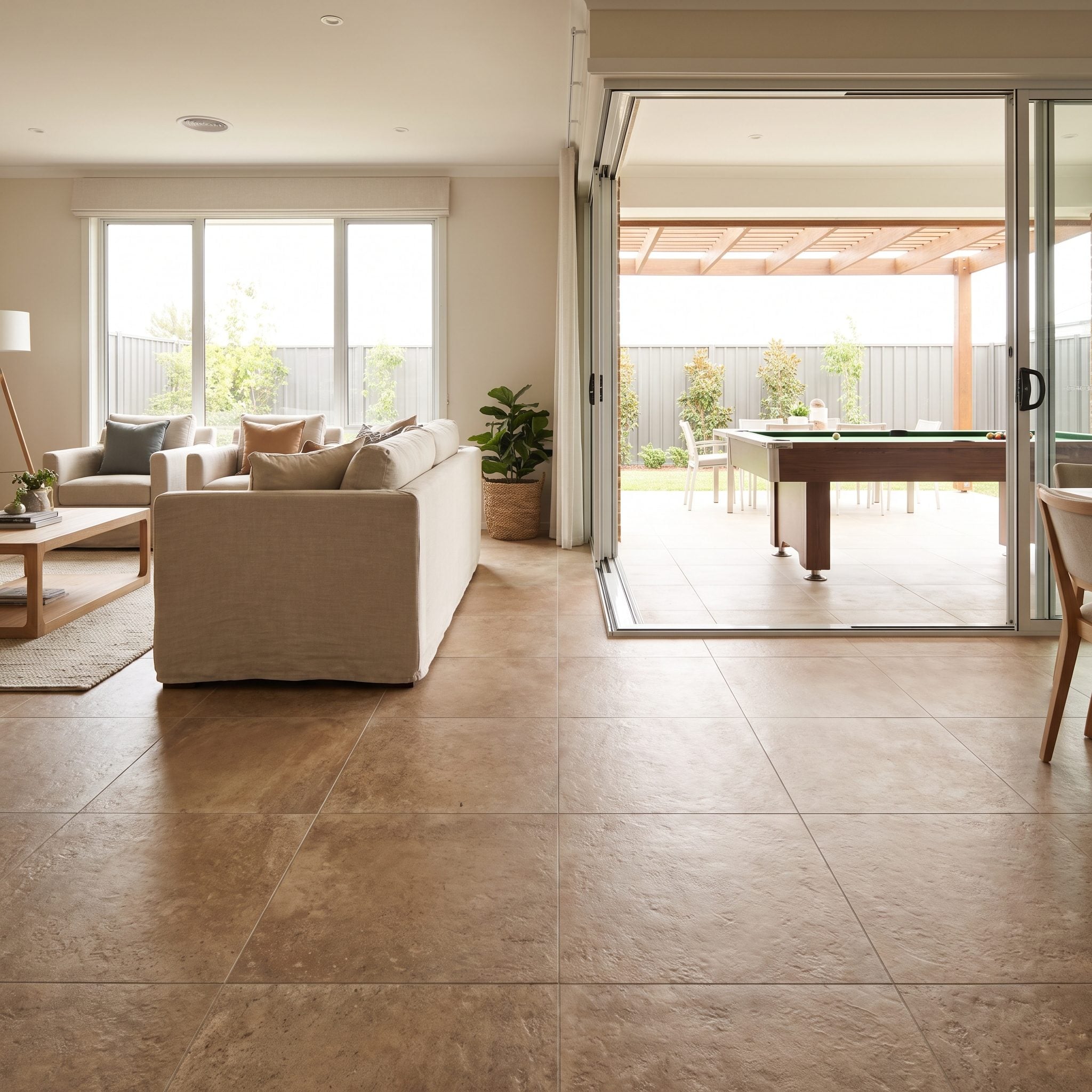 The Family Room That Keeps Going Into an Outdoor Games Room