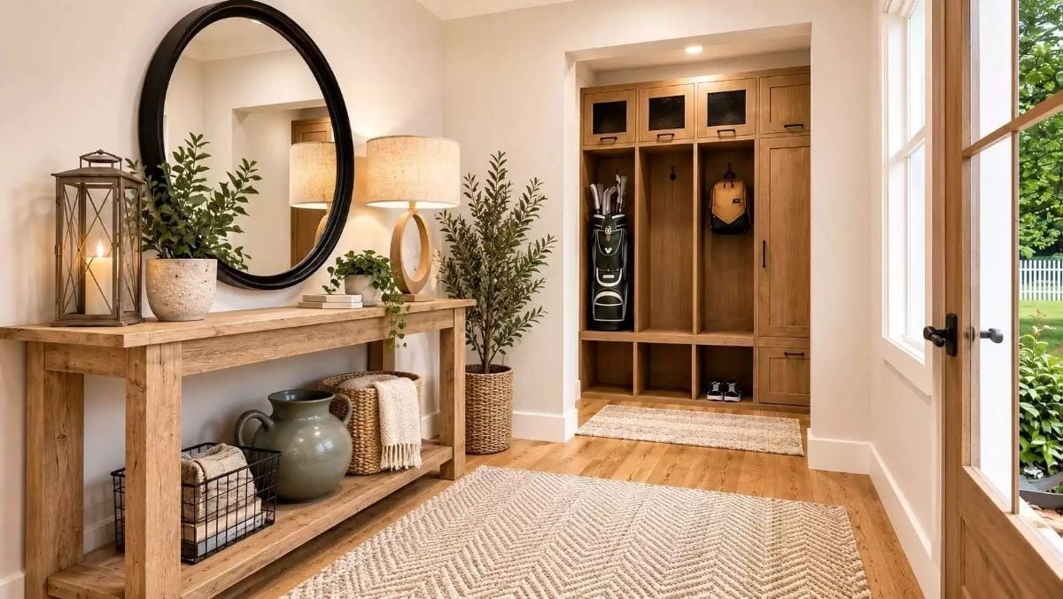 Mudroom Lockers, a Console Table, and an Entryway That Actually Does Its Job