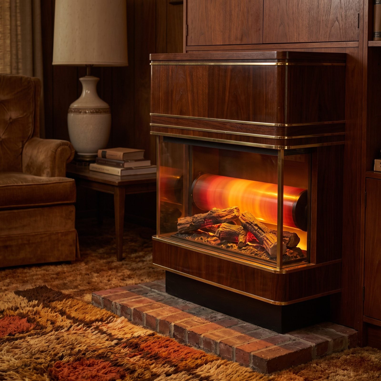 A Faux Fireplace With a Motorized Flame Drum