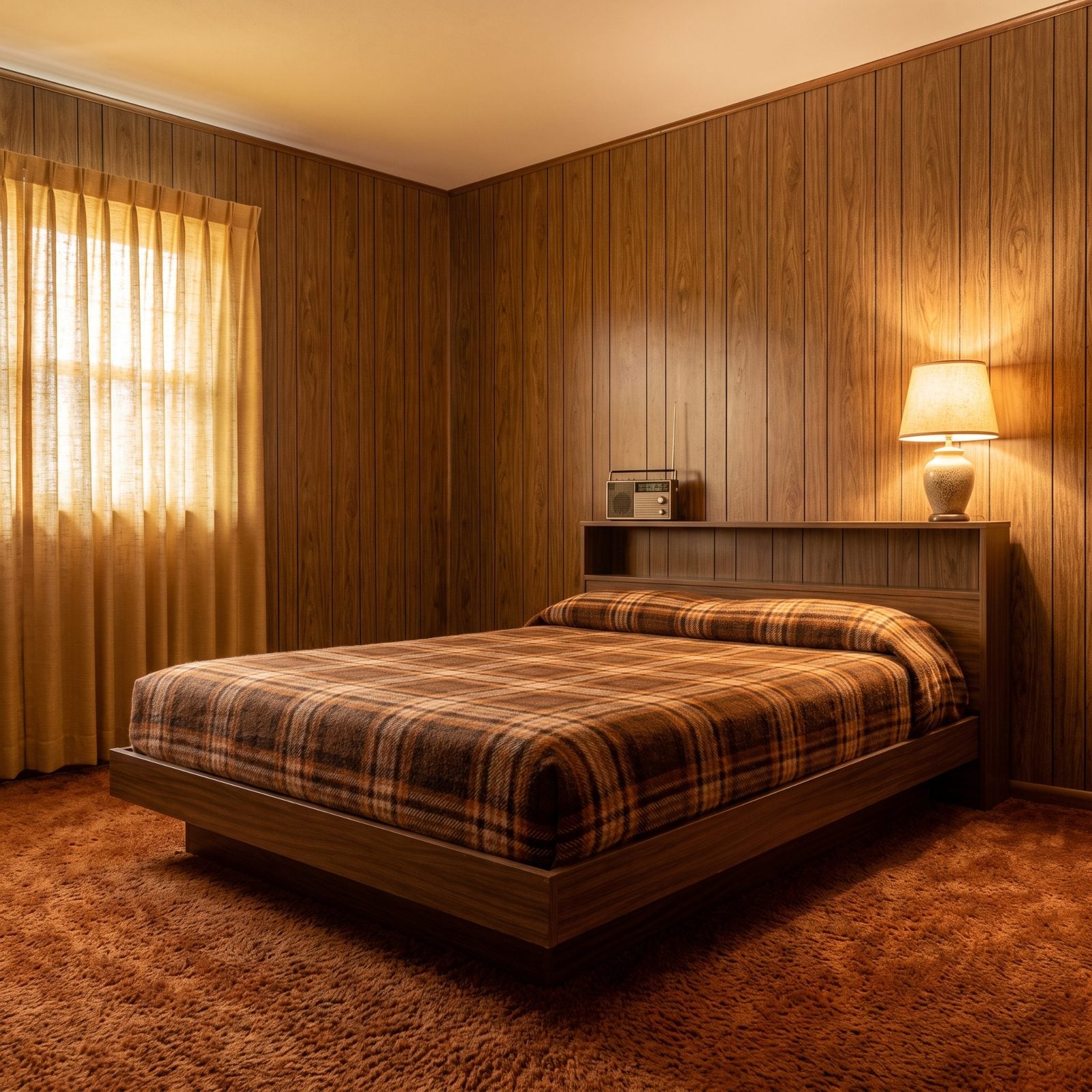 Faux-Wood Paneling Running Across Every Wall
