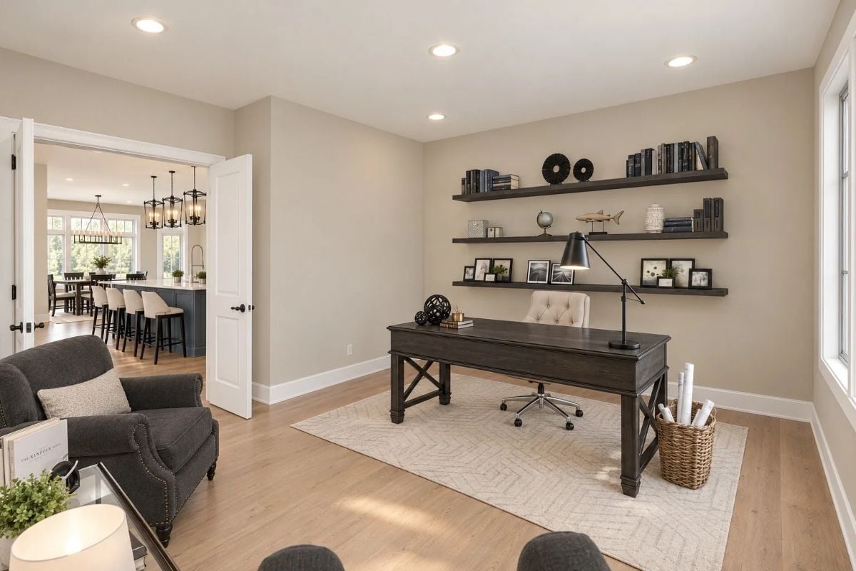 Floating Shelves, X-Base Desk, and a Room That Earns Its Keep