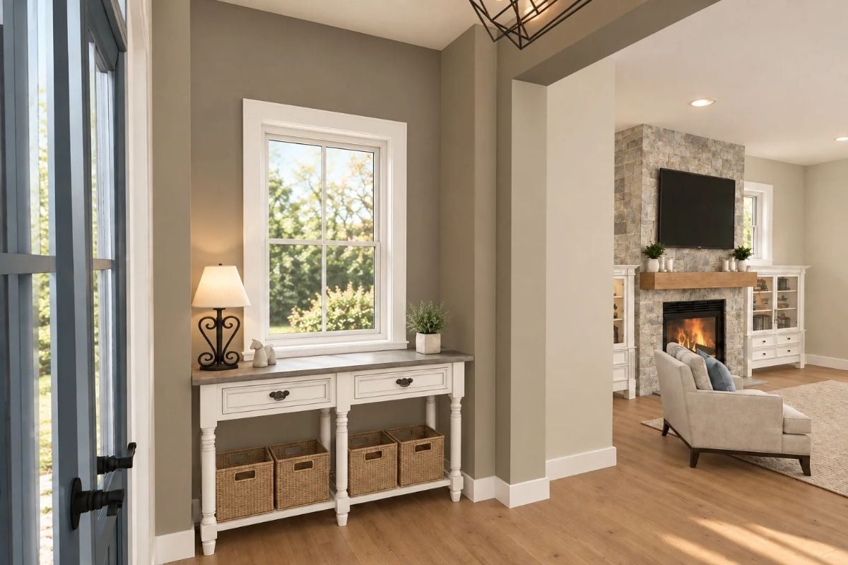 Wicker Baskets and Firelight: How This Entryway Sets the Tone