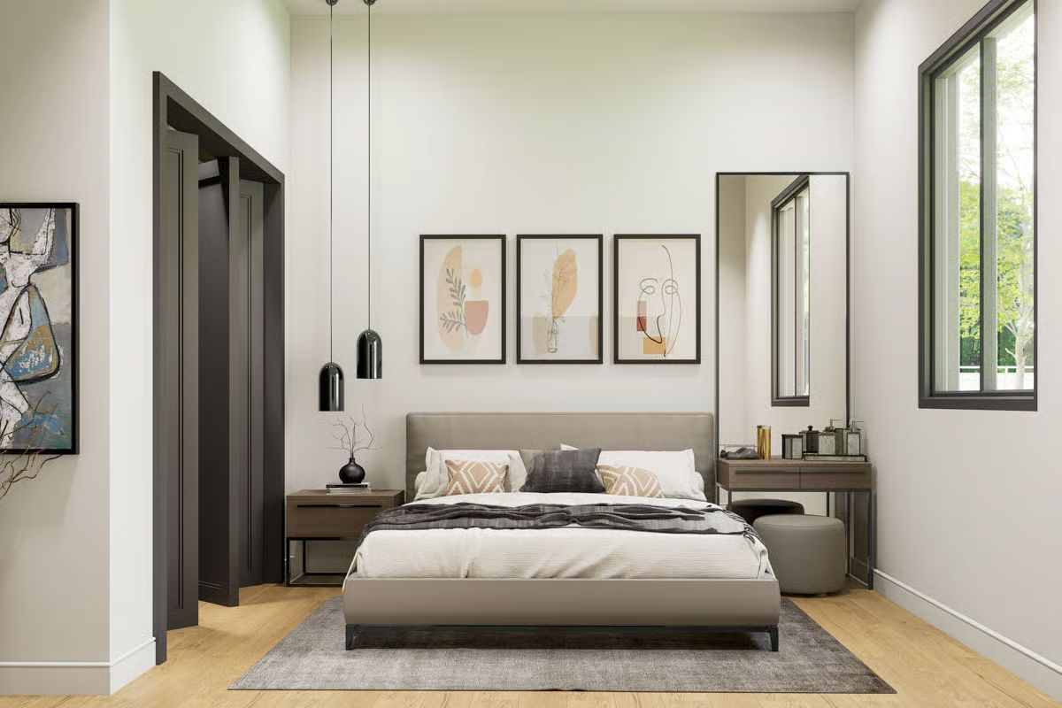 Pendant Lights, Warm Wood Floors, and Art That Actually Belongs Here