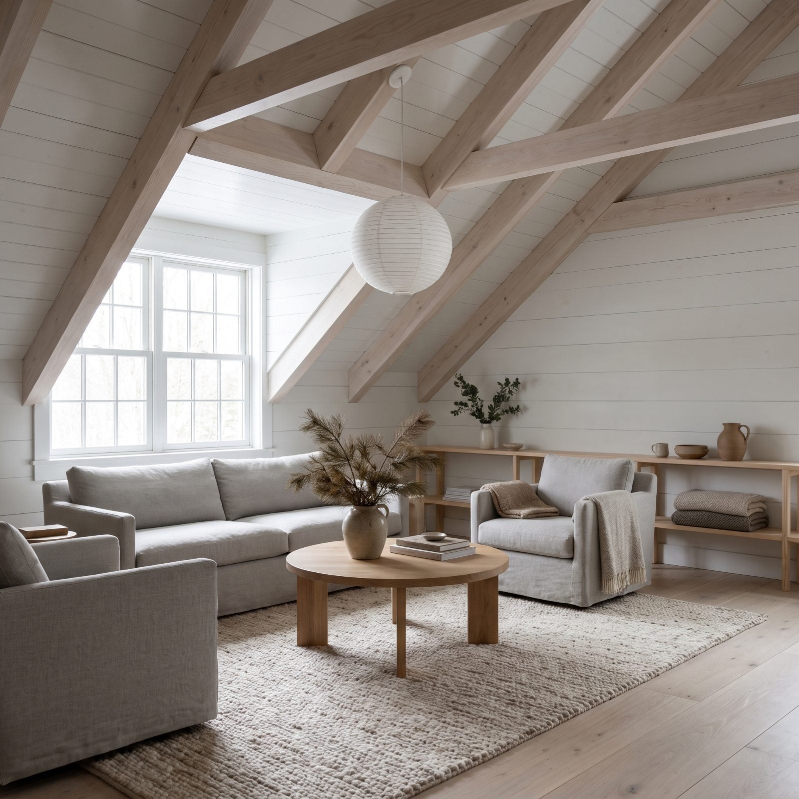 A Finished Attic Designed as a Scandinavian Winter Room