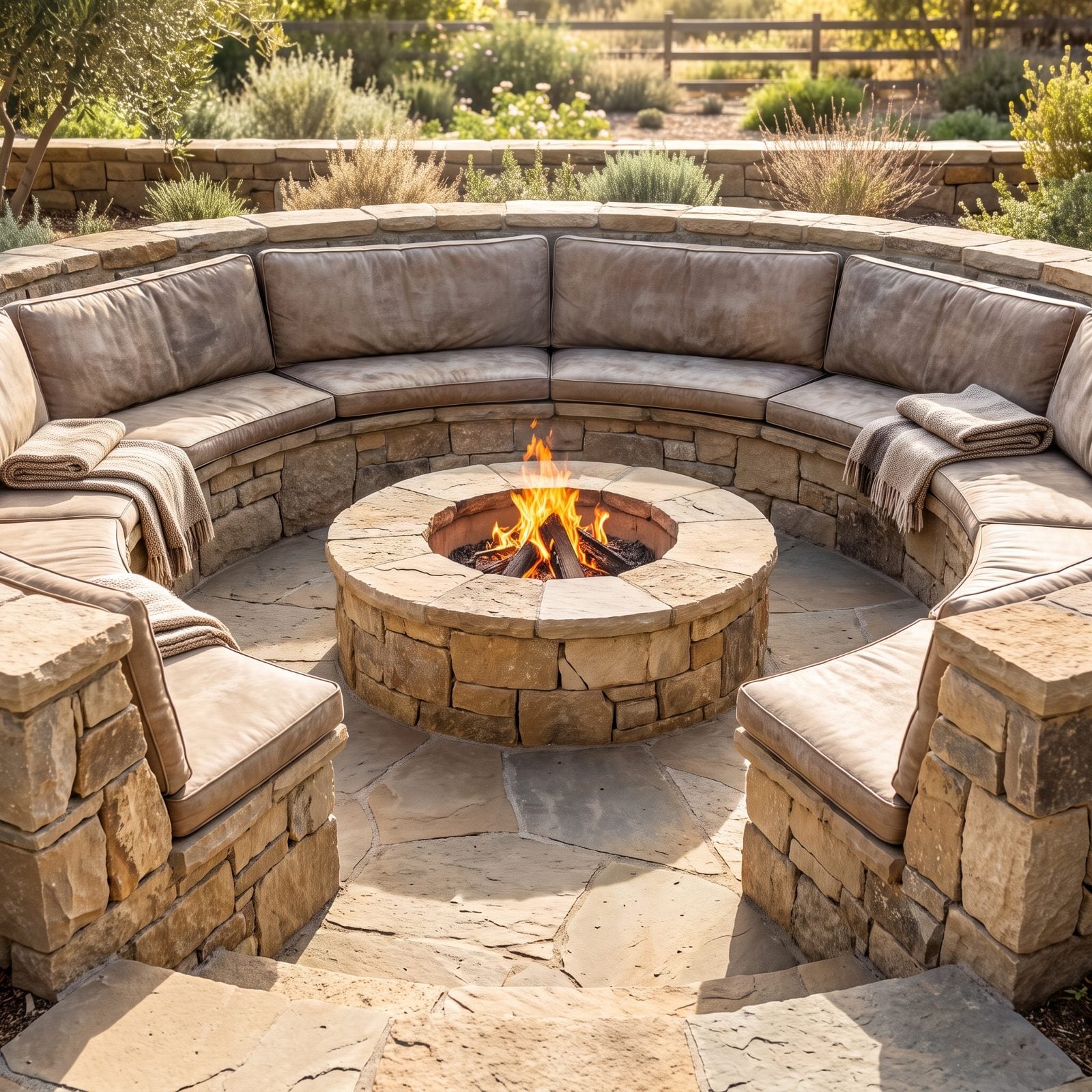 A Fire-Pit Area With Permanent Seating