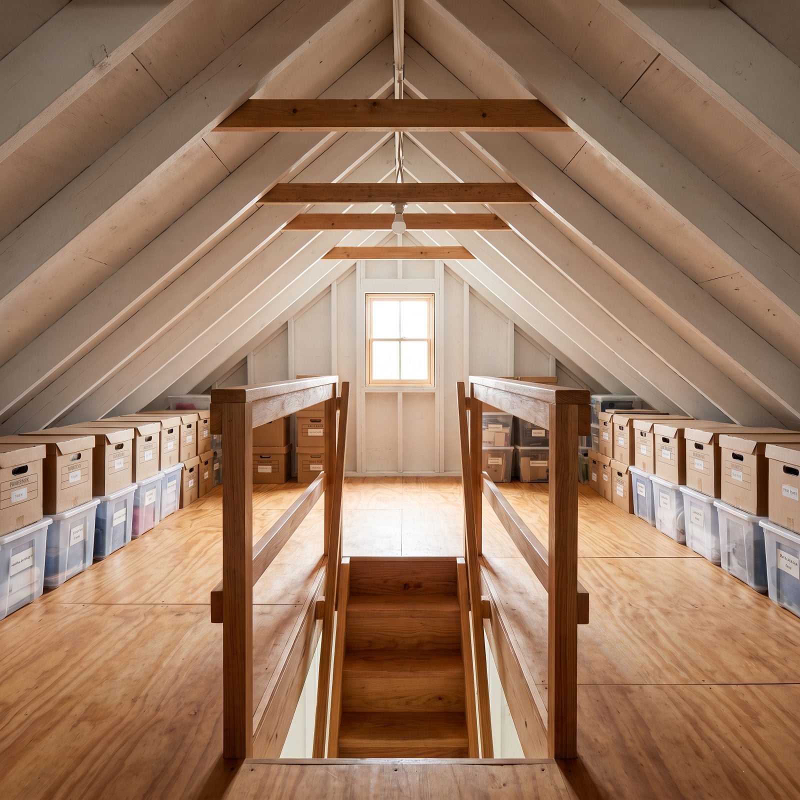 Floored Attic Storage Behind a Real Pull-Down Stair