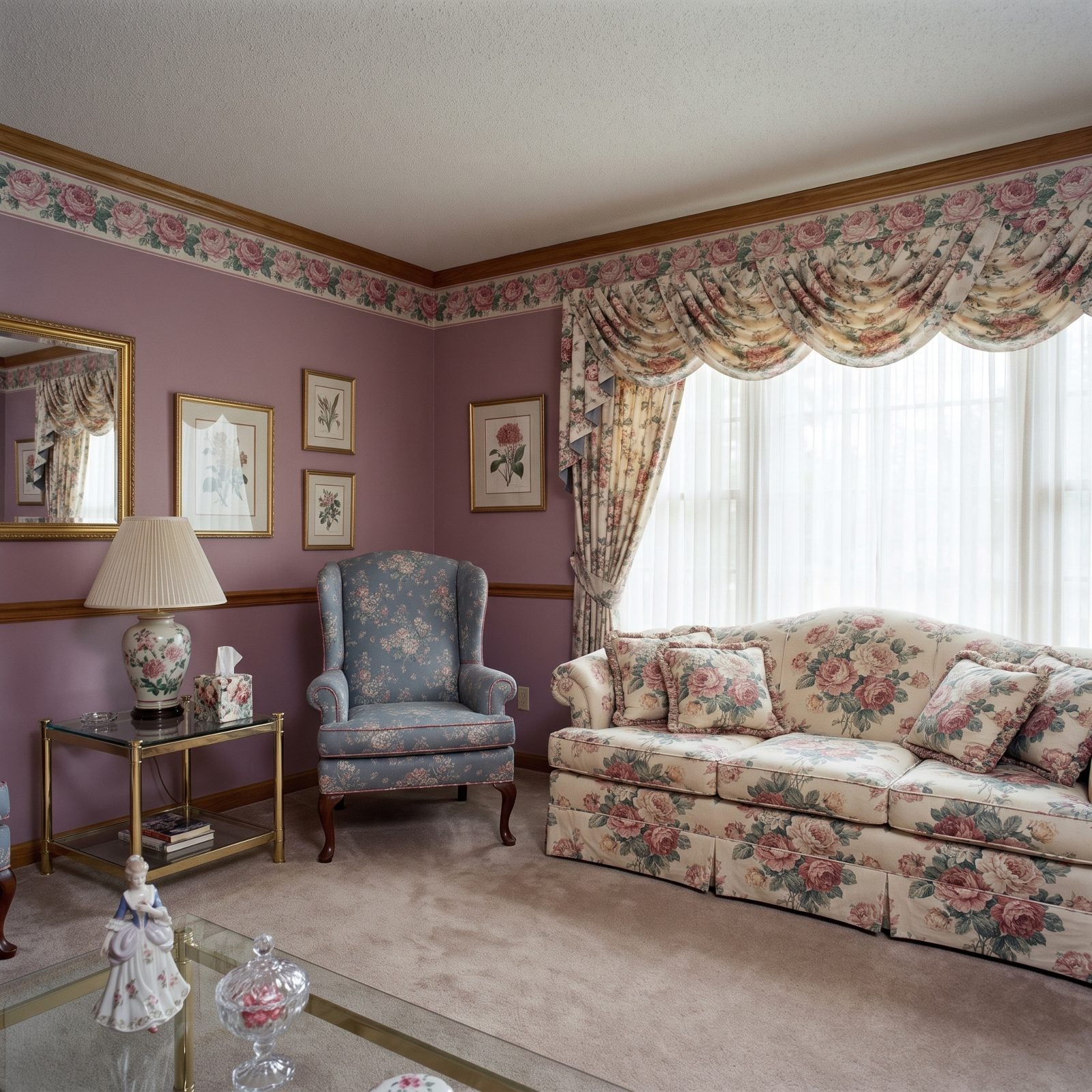 Floral Everything, From the Sofa to the Wallpaper Border to the Tissue Box