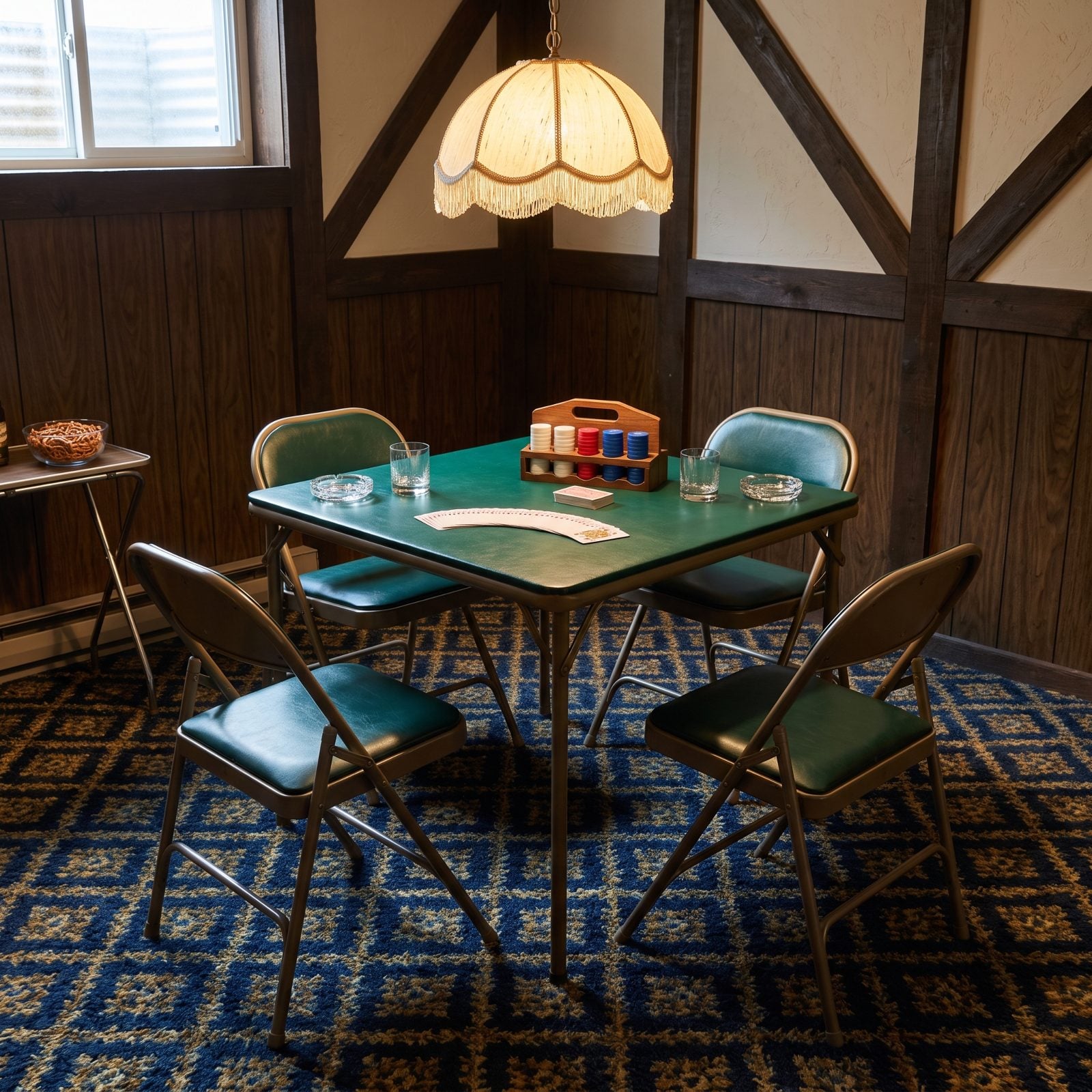 A Folding Card Table Ready for Poker Night